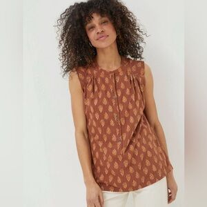 NWOT Fat Face Natural Morgan Woodblock Cami Blouse